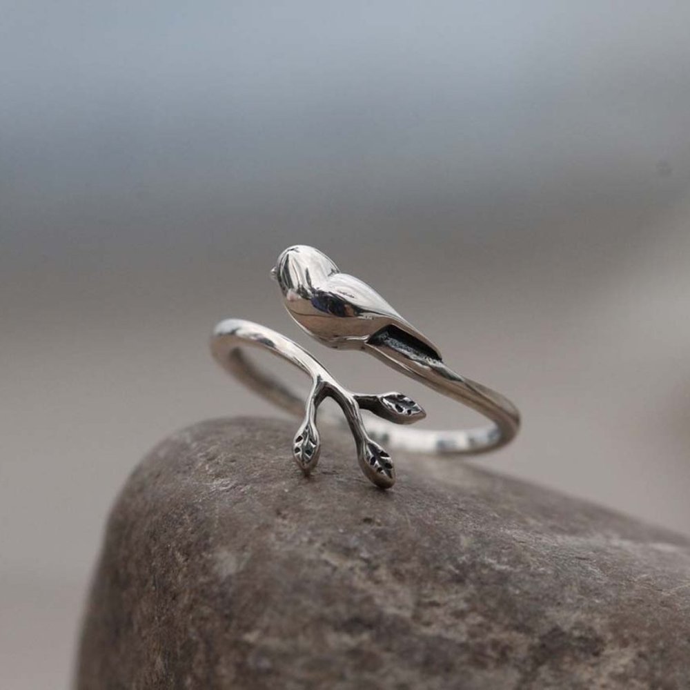 Sterling Silver Bird Animal Ring Tree Ring - Picture 5 of 6